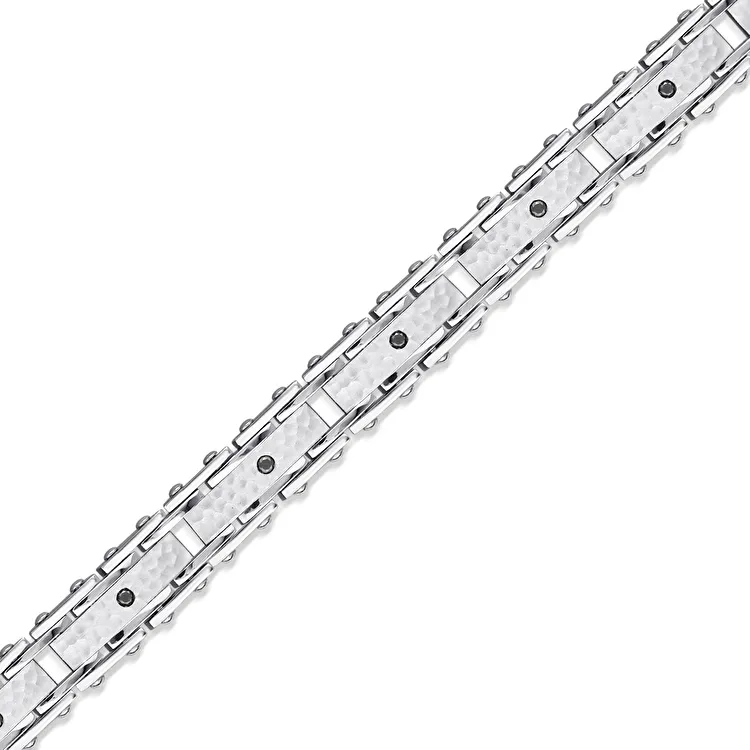 0.50 carat Black Diamond Stainless Steel Man Bracelet - 1