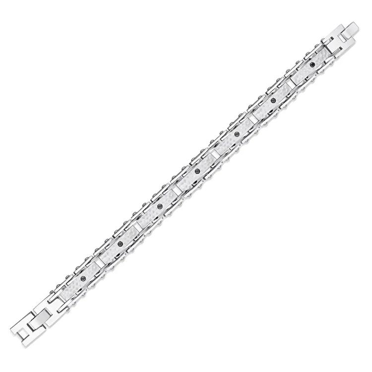 0.50 carat Black Diamond Stainless Steel Man Bracelet - 2