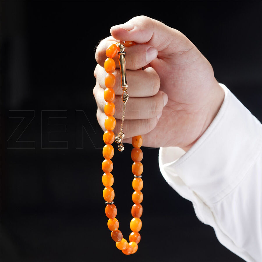 0.51 ct.Black Diamond Amber Rosary - 1