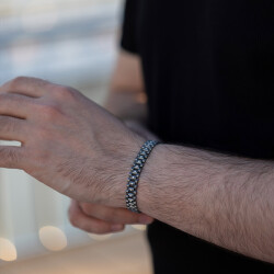 0.53 ct.Diamond Silver Man Bracelet - 1