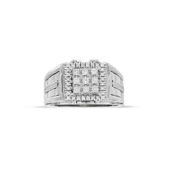 0.53 ct.Diamond Silver Man Ring - 1