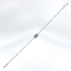 0.54 ct.Blue Topaz Diamond Bracelet - 1