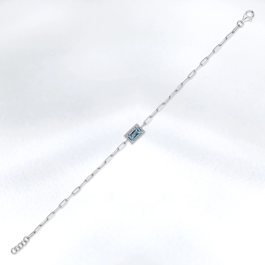 0.54 ct.Blue Topaz Diamond Bracelet - Zen Diamond