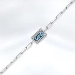 0.54 ct.Blue Topaz Diamond Bracelet - 2