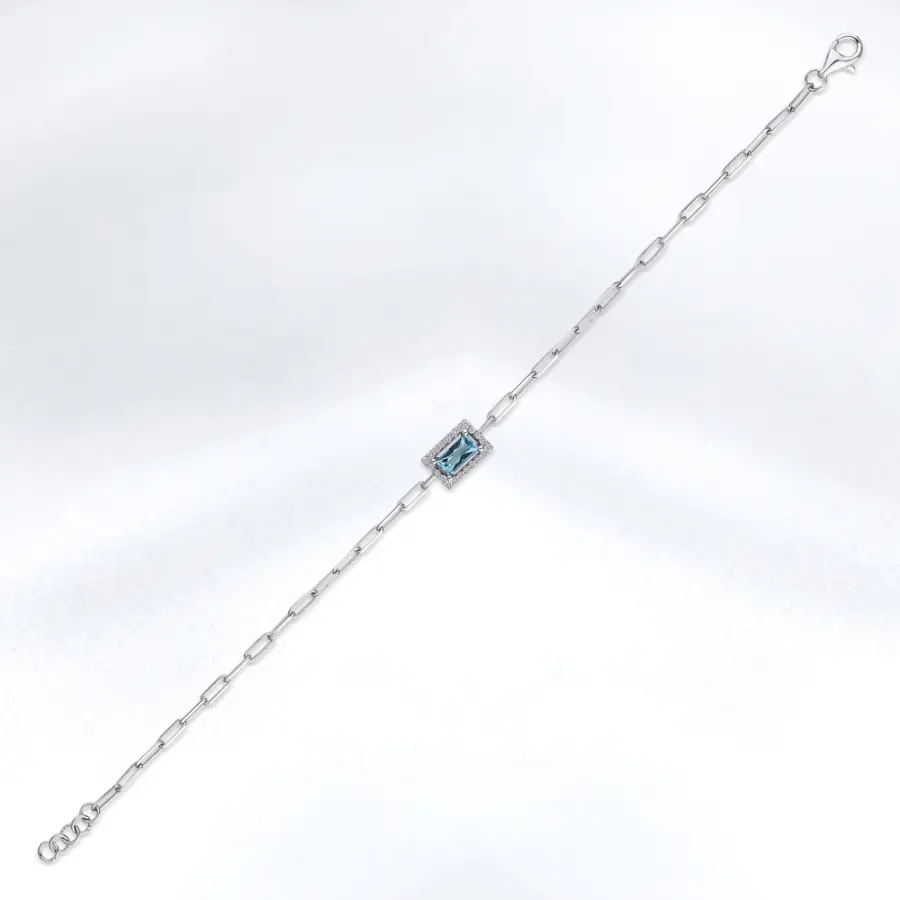 0.54 ct.Blue Topaz Diamond Bracelet - 1