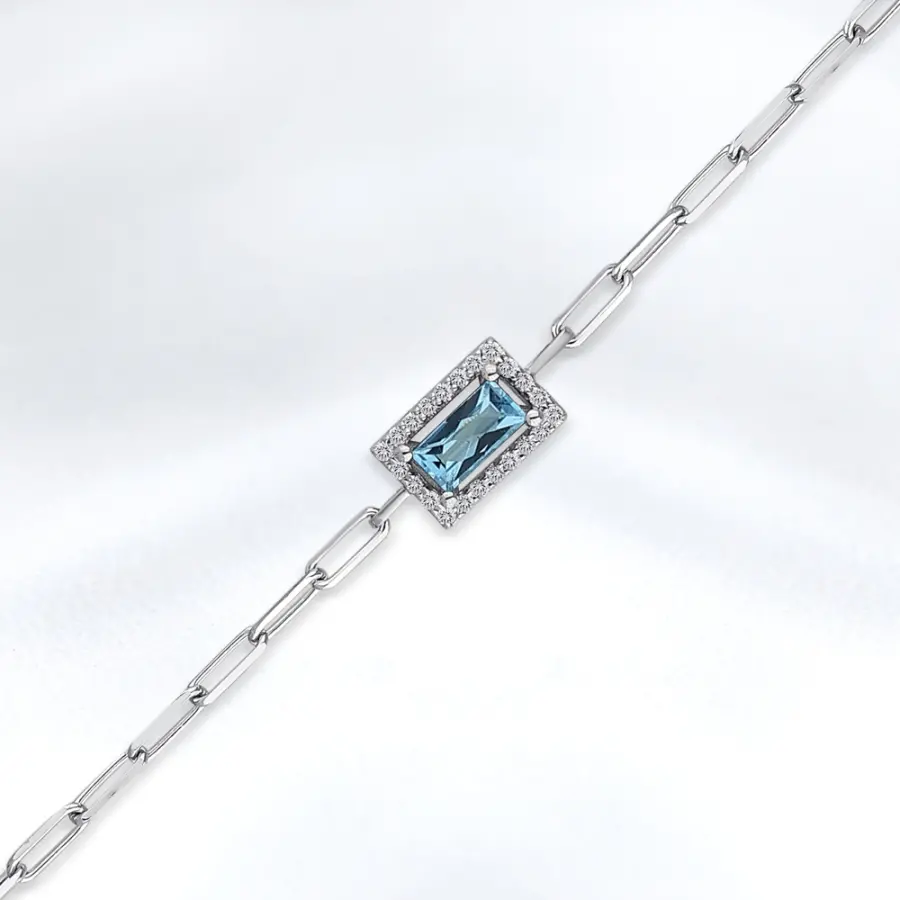 0.54 ct.Blue Topaz Diamond Bracelet - 2