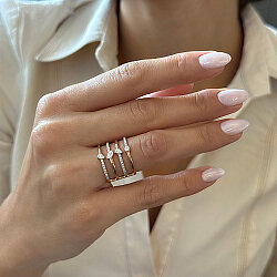 خاتم توين مرصع بألماس الماركيز 0.55 قيراط - Zen Diamond