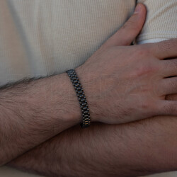 0.55 ct.Black Diamond Silver Men Bracelet - 2