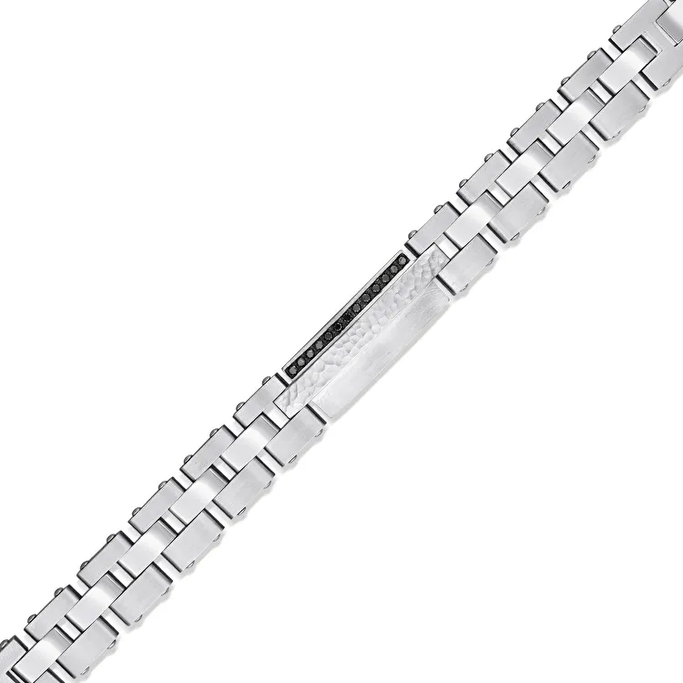 0.55 carat Black Diamond Stainless Steel Man Bracelet - 1