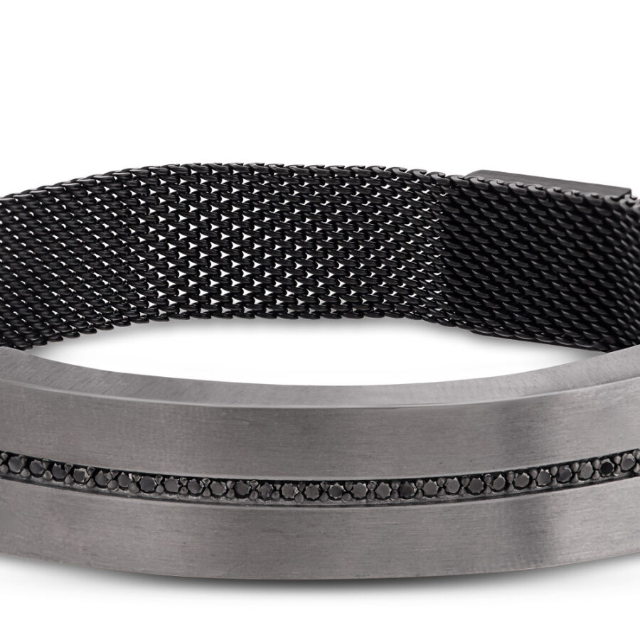 0.56 Carat Black Diamond Stainless Steel Men's Bracelet - 5