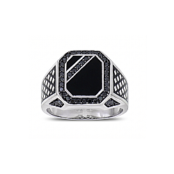 0.56 Carat Black Diamond Silver Men's Ring - Zen Diamond