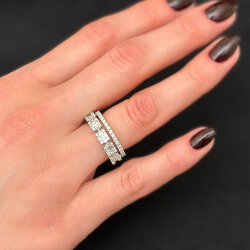 خاتم توين مرصع بألماس الباجيت 0,56 قراط - Zen Diamond