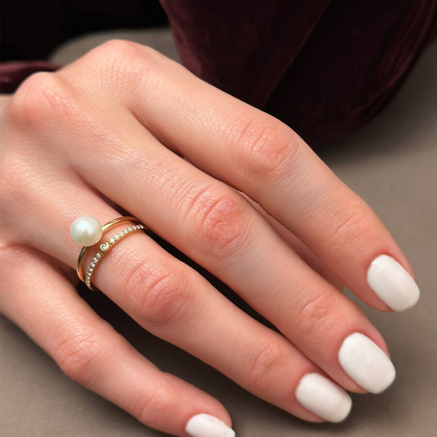 0.59 Carat Pearl Diamond Ring - 1