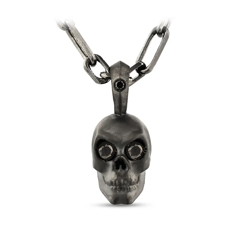0.59 Carat Black Diamond Lion Silver Men's Pendant - 2