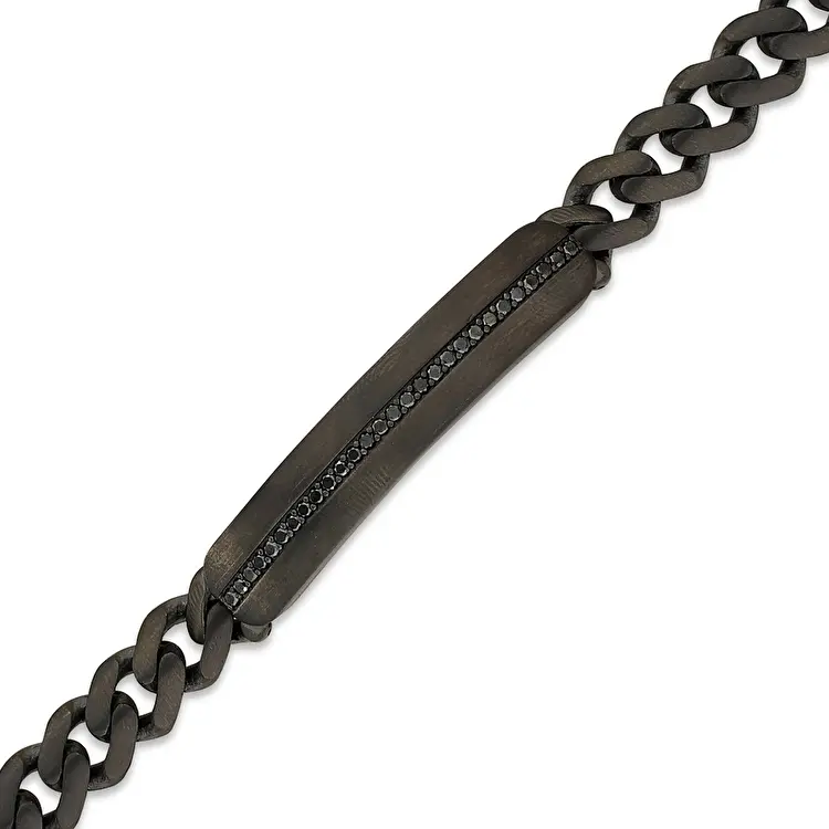 0.60 ct.Silver Men's Bracelet with Black Diamonds - 2