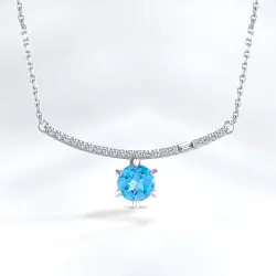 0.64 ct.Blue Topaz Diamond Pendant - 3