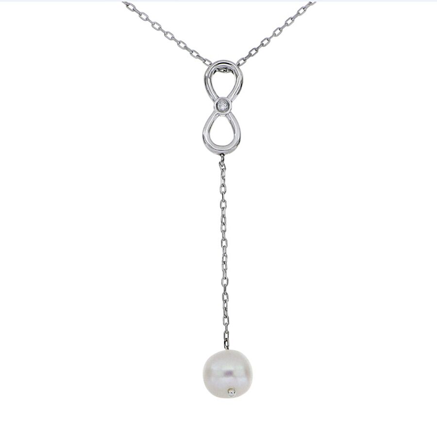 0.64 Carat Pearl Diamond Silver Pendant - 1
