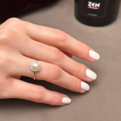 0.66 Carat Pearl Diamond Ring - 3