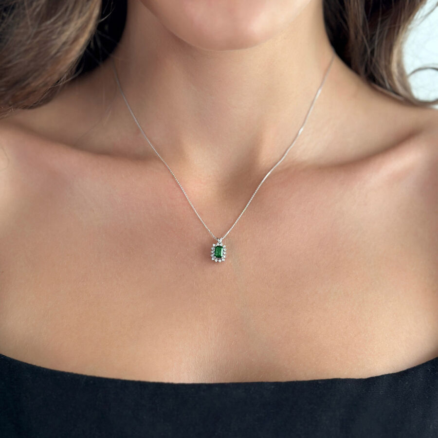 0.67 ct.Diamond Emerald Pendant - 1