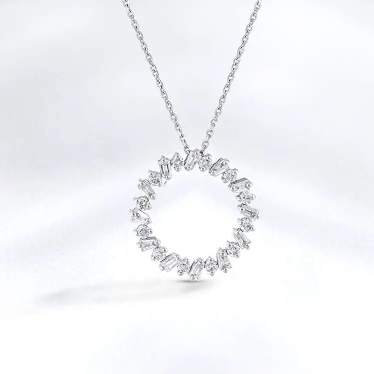 0.70 Carat Baguette Diamond Pendant - 2