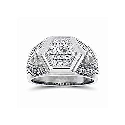 0.71 Carat Diamond Silver Men's Ring - Zen Diamond