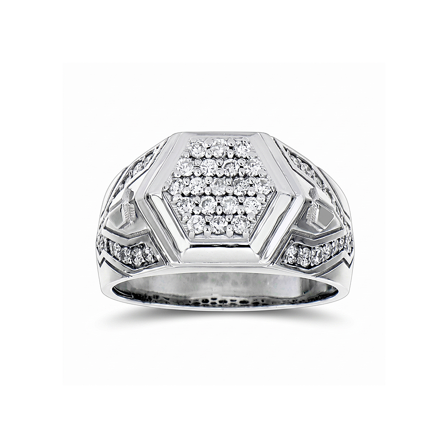 0.71 Carat Diamond Silver Men's Ring - 1