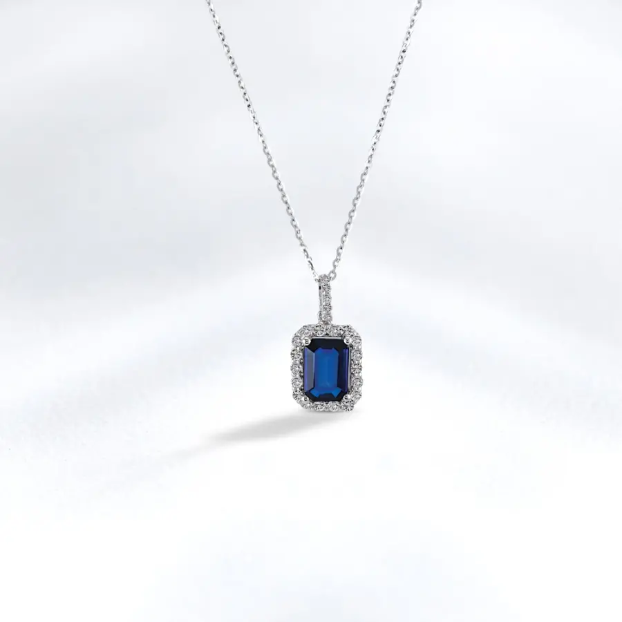 0.75 ct.Sapphire Diamond Pendant - 1