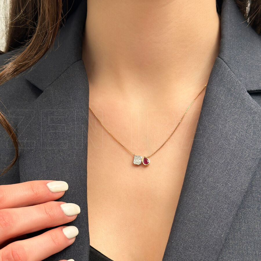 0.78 Carat Ruby Diamond Pendant - 3