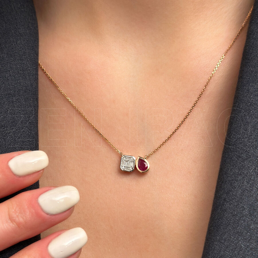 0.78 Carat Ruby Diamond Pendant - 4