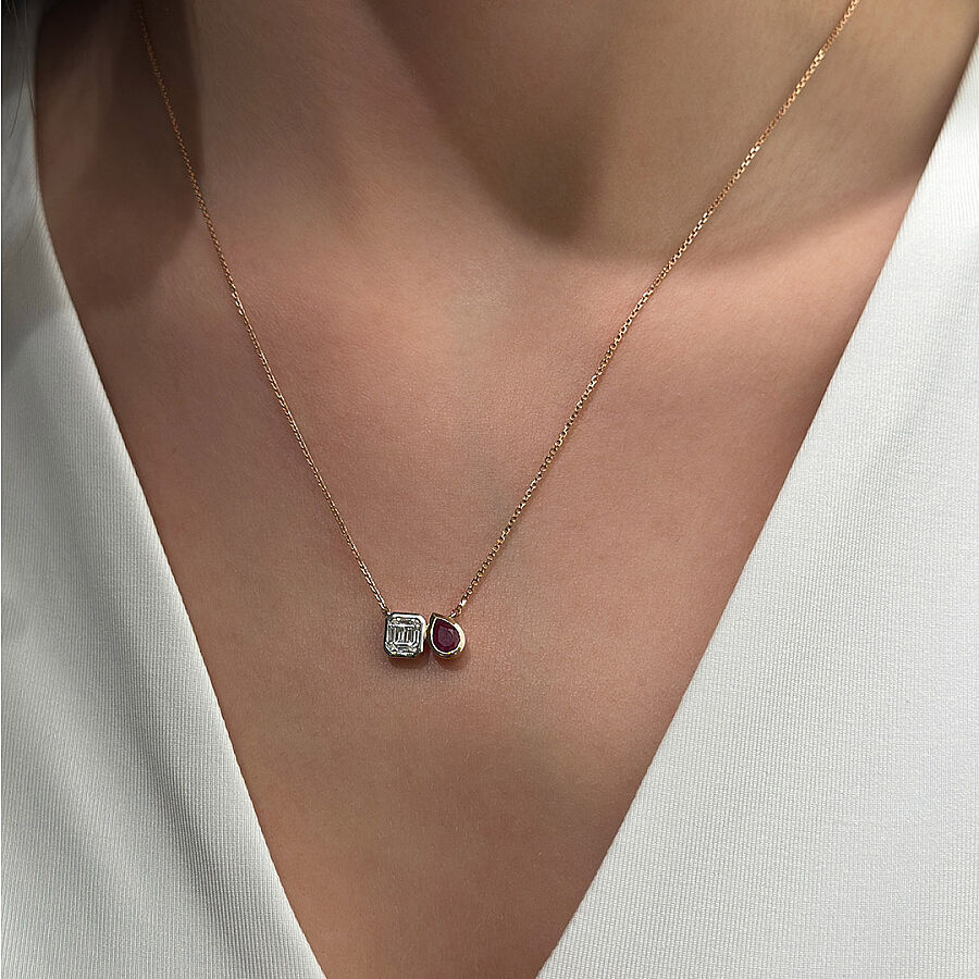 0.78 Carat Ruby Diamond Pendant - 2