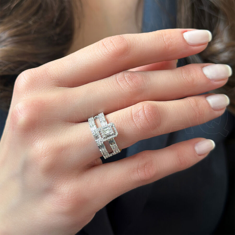 0.85 ct.Twins Baguette Diamond Ring - 2