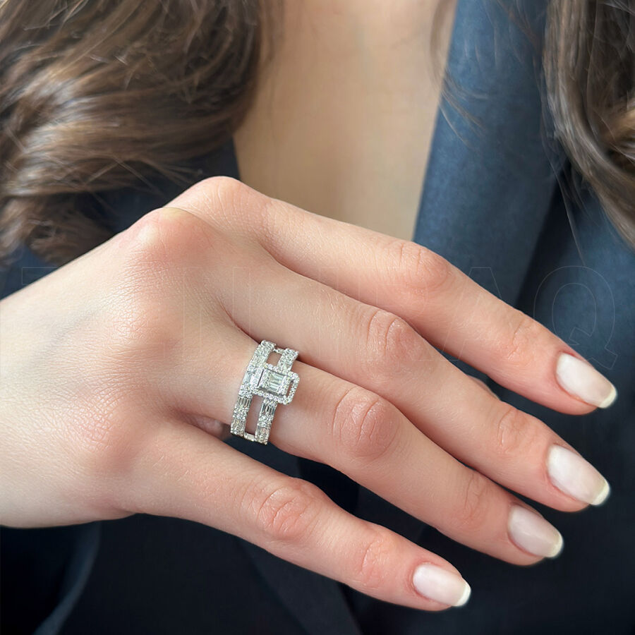 0.85 ct.Twins Baguette Diamond Ring - 1
