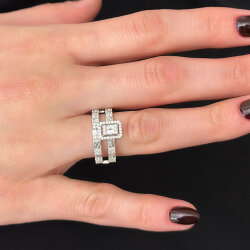 0.85 ct.Twins Baguette Diamond Ring - 3