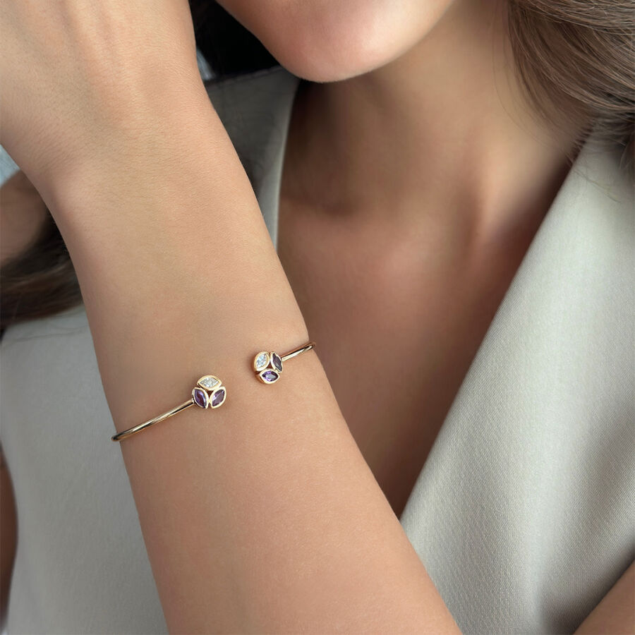 0.86 Carat Amethyst Diamond Bracelet - 1