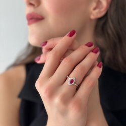 0.88 Carat Ruby Diamond Ring - 2