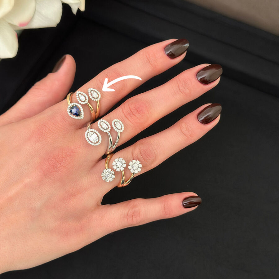 خاتم مرصّع بالألماس مع حجر الزفير 0.94 قيراط - 2