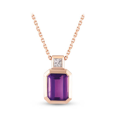 1.27 ct.Amethyst Diamond Pendant - 2