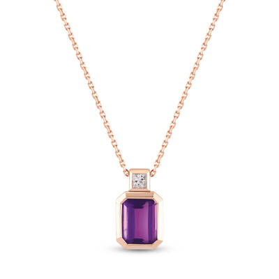 1.27 ct.Amethyst Diamond Pendant - 1