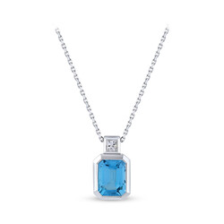 1.77 ct.Blue Topaz Diamond Pendant - 1