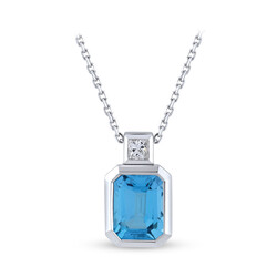 Blue Topaz Diamond Pendant - 2