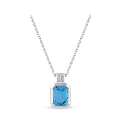 Blue Topaz Diamond Pendant - 1