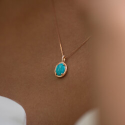 4.01 ct.Turquoise Diamond Pendant - 3