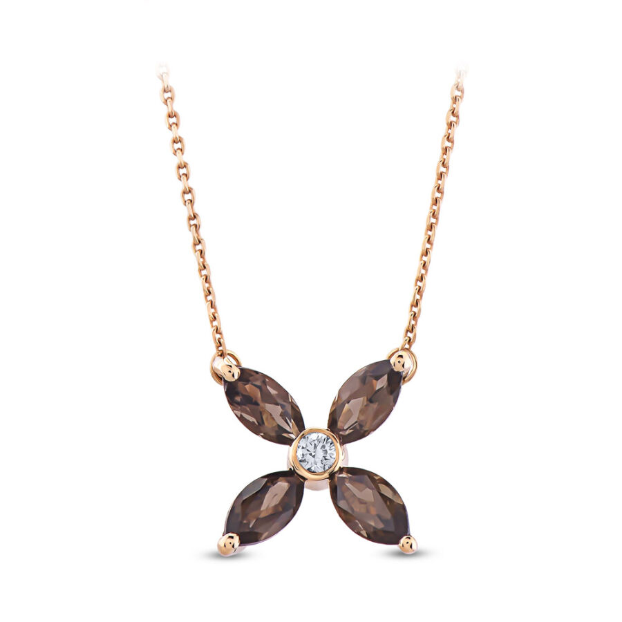 0.59 ct.Smoky Quartz Diamond Pendant - 3