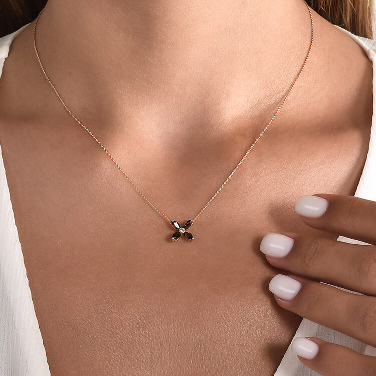 0.59 ct.Smoky Quartz Diamond Pendant - 1