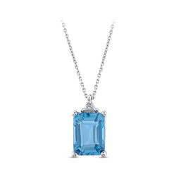 1.58 ct.Blue Topaz Diamond Pendant - 2