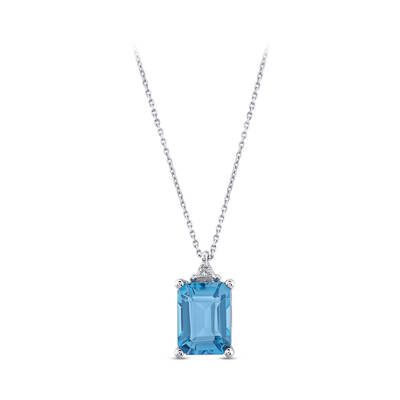 1.58 ct.Blue Topaz Diamond Pendant - 1