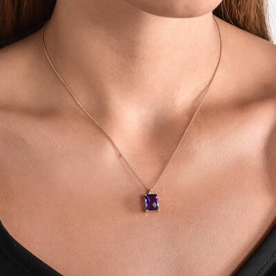 2.66 ct.Amethyst Diamond Pendant - 3