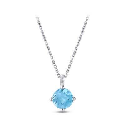 1.22 ct.Blue Topaz Diamond Pendant - 2