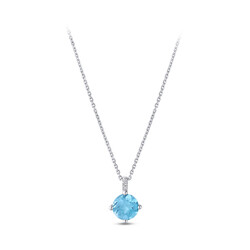 1.22 ct.Blue Topaz Diamond Pendant - 1