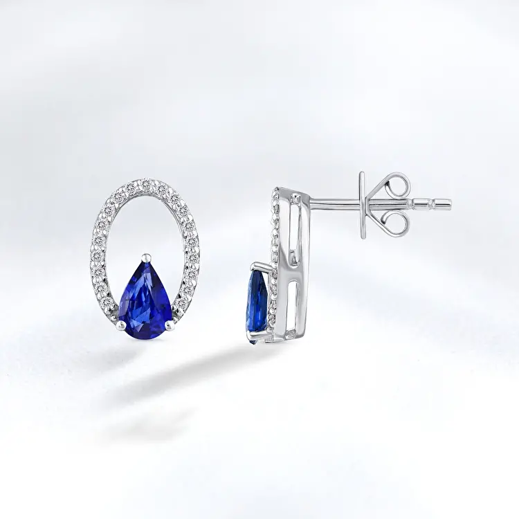 1.02 ct.Sapphire Diamond Earrings - 1